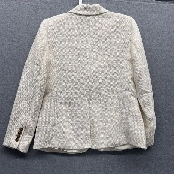 Ann Taylor The Hutton Blazer In Tweed Ivory White Career Office Size 4 NWT $179 - Picture 5 of 9
